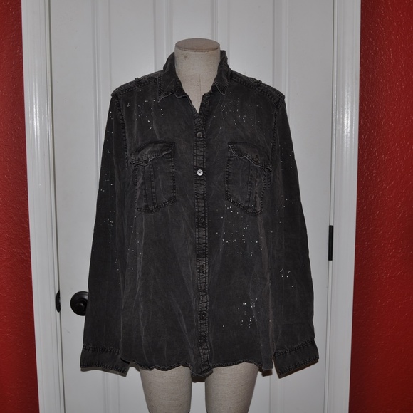 AEO Boyfriend Paint-Splattered Utility Shirt [F2] - Picture 4 of 8